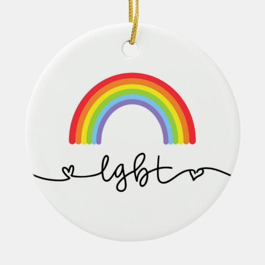 LGBT-harten en regenbogen Keramisch Ornament (Voorkant)
