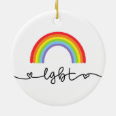 LGBT-harten en regenbogen Keramisch Ornament (Achterkant)