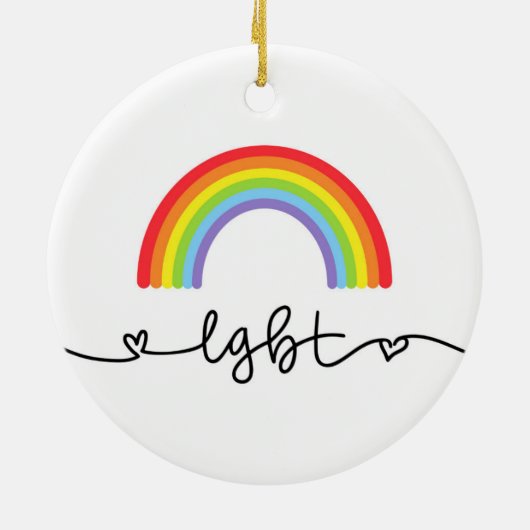 LGBT-harten en regenbogen Keramisch Ornament (Achterkant)