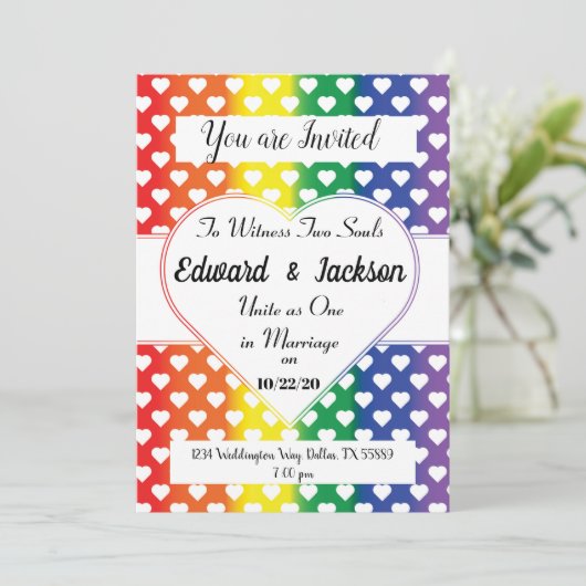 LGBT-harten trouwkaart Kaart (Staand voorkant)