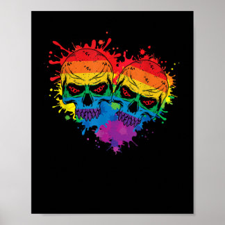Lgbt Heart Gay Pride Skull Rainbow Love LGBT Suppo Poster