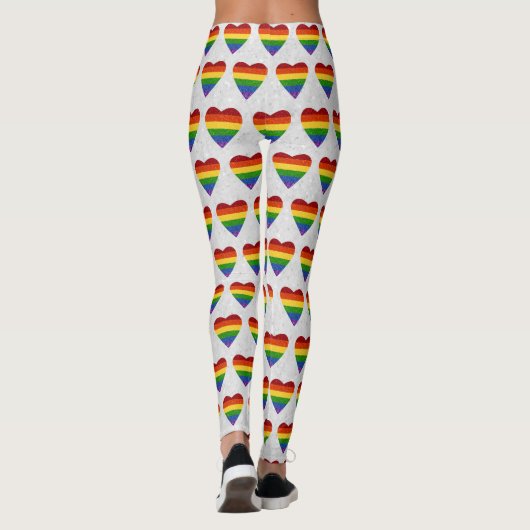 LGBT Heart Pride Flag Glitter Leggings (Achterkant)