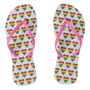 LGBT Heart Pride Flag Glitter Teenslippers