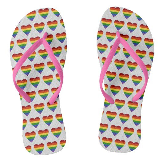 LGBT Heart Pride Flag Glitter Teenslippers (Voetbed)