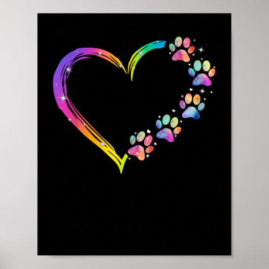 LGBT Heart Rainbow Dog Paw LGBT Pride LGBT Support Poster (Voorkant)