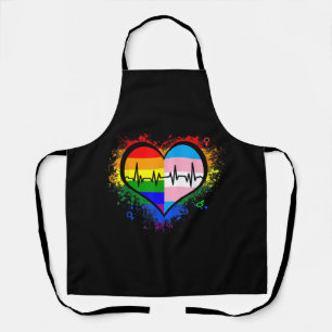 LGBT Heartbeat EKG Shirt Gay Lesbisch Transgender  Schort