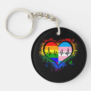 LGBT Heartbeat EKG Shirt Gay Lesbisch Transgender Sleutelhanger