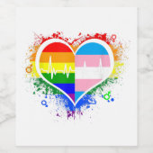 LGBT Heartbeat EKG Shirt Gay Lesbisch Transgender  Wijn Etiket (Enkel label)