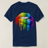 LGBT Homoseual Lesbian Rainbow Lips Pride T-shirt (Design voorkant)