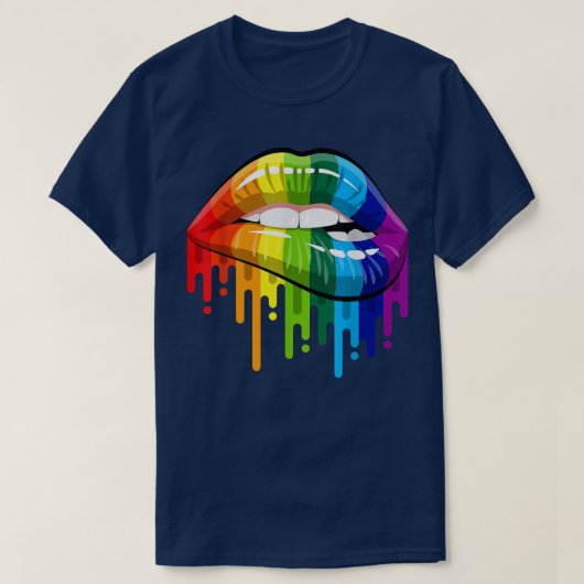 LGBT Homoseual Lesbian Rainbow Lips Pride T-shirt (Design voorkant)