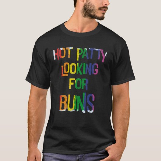 LGBT Hot Patty Op zoek naar Buns Gay Hamburger T-shirt (Voorkant)