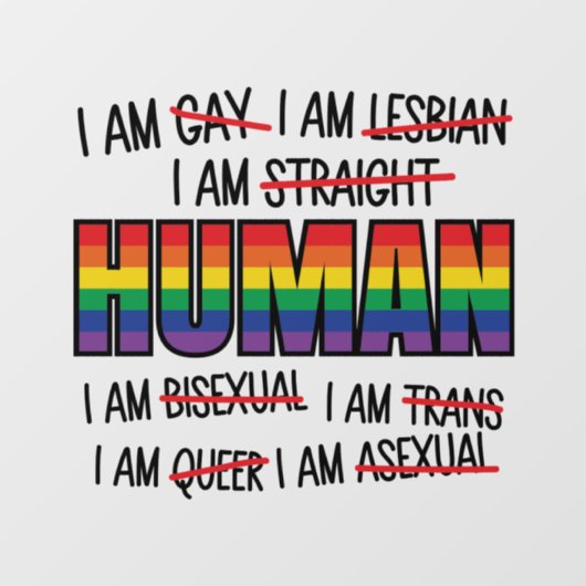 LGBT Ik ben homo, ik ben mens Raamsticker (Vel)