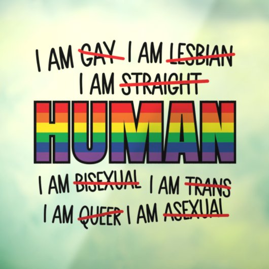 LGBT Ik ben homo, ik ben mens Raamsticker (Vel 3)