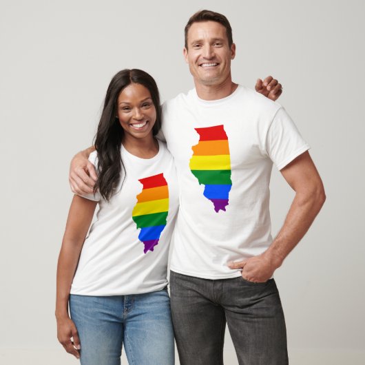 LGBT Illinois, US State flag map T-Shirt (Unisex)