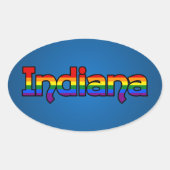 LGBT Indiana Rainbow text Oval Sticker (Voorkant)