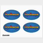 LGBT Indiana Rainbow text Oval Sticker (Vel)
