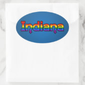LGBT Indiana Rainbow text Oval Sticker (Tas)