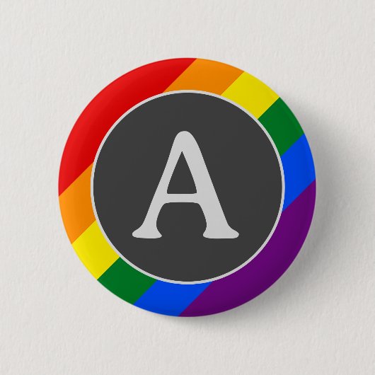 LGBT Initiaal Rainbow Pride Flag Button (Voorkant)