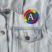 LGBT Initiaal Rainbow Pride Flag Button (In situ)