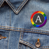 LGBT Initiaal Rainbow Pride Flag Button