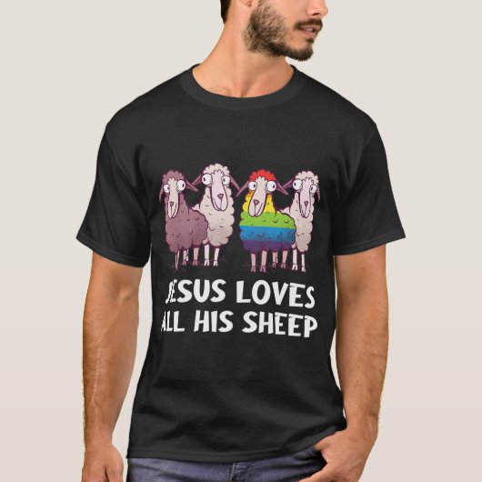 Lgbt Jesus houdt van al zijn schapenchristendom Ga T-shirt (Voorkant)