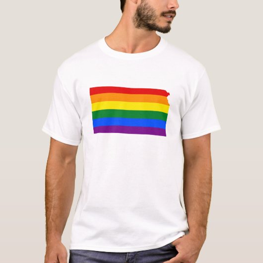 LGBT Kansas, US State flag map T-Shirt (Voorkant)