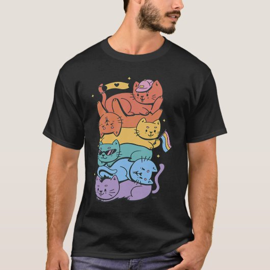 LGBT-katten steunen Pride T-shirt (Voorkant)