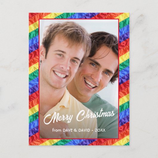 LGBT kerstregenboogvlag Gay Pride Aangepaste foto Feestdagenkaart (Voorkant)
