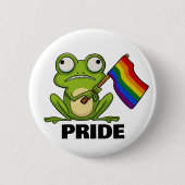 LGBT Kikker Met Pride Vlag Ronde Button 5,7 Cm (Voorkant)