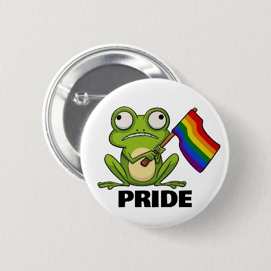 LGBT Kikker Met Pride Vlag Ronde Button 5,7 Cm (Voorkant /achterkant)