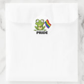 LGBT Kikker Met Pride Vlag Ronde Sticker (Tas)