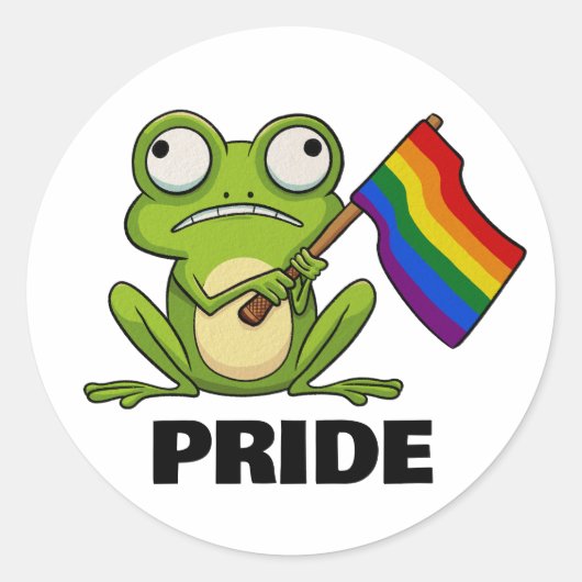 LGBT Kikker Met Pride Vlag Ronde Sticker (Voorkant)