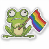 LGBT Kikker Met Pride Vlag Sticker (Voorkant)