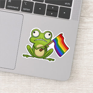 LGBT Kikker Met Pride Vlag Sticker