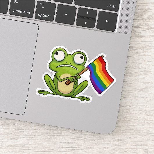 LGBT Kikker Met Pride Vlag Sticker (Detail)