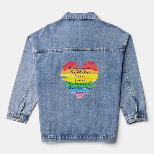 LGBT+ Kindness Peace Equality Love Inclusion Diver Denim Jacket (Achterkant)