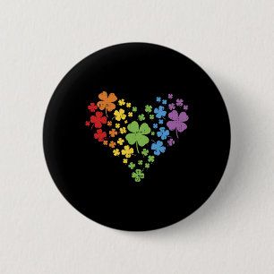 Lgbt Klaver Hart Shirt Regenboog St. Patrick's Dag Ronde Button 5,7 Cm