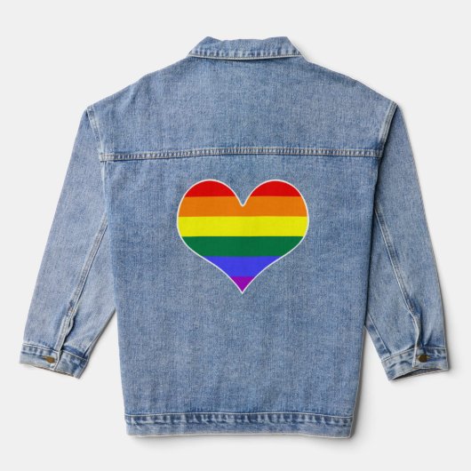 LGBT-kleurenharten Denim Jacket (Achterkant)
