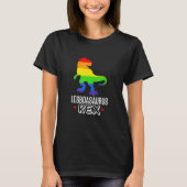 LGBT Lesbian Lesboasaurus Rex Dinosaur Rainbow Fla T-shirt (Voorkant)