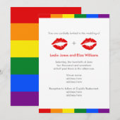 LGBT Lesbian Lips Rainbow Wedding Kaart (Voorkant / Achterkant)