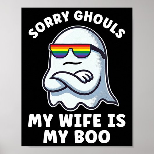 LGBT Lesbian Pride Halloween Ghost Women Mijn vrou Poster (Voorkant)