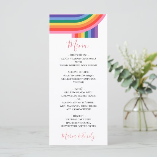 LGBT Lesbian Pride Rainbow Gay Weduwmenu Menu (Staand voorkant)