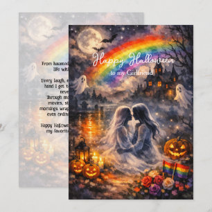 🎃🌈 LGBT Lesbische Halloween-liefdeskaart Kaart