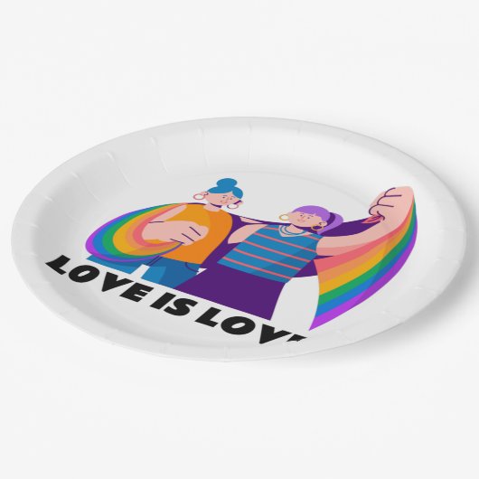 LGBT lesbische liefde is liefde trots meisjes illu Papieren Bordje (Gekanteld)
