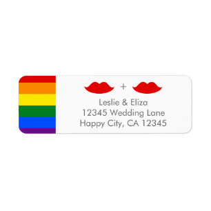 LGBT Lesbische Lippen Regenboog Bruiloft Etiket