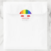 LGBT Lesbische Lippen Regenboog Bruiloft Ronde Sticker (Tas)