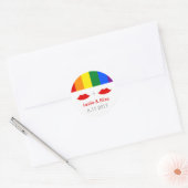 LGBT Lesbische Lippen Regenboog Bruiloft Ronde Sticker (Envelop)
