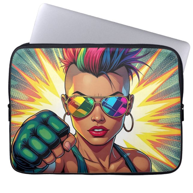 LGBT Lesbische Mohawk Uppercut Pop Art Laptop Sleeve (Voorkant)
