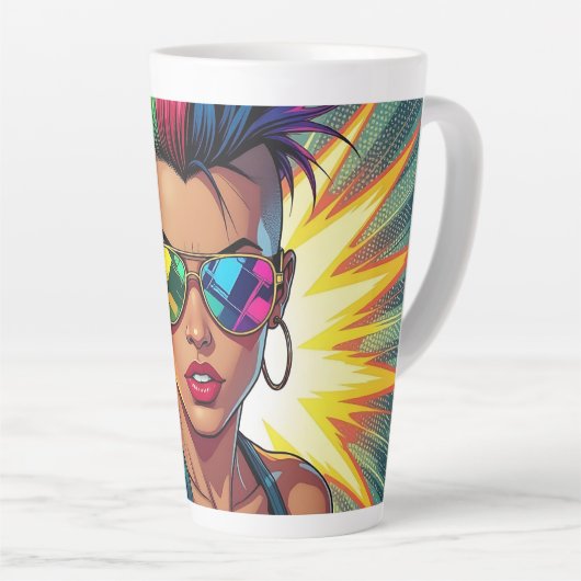 LGBT Lesbische Mohawk Uppercut Pop Art Latte Mok (Rechterhoek)