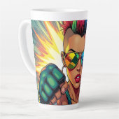 LGBT Lesbische Mohawk Uppercut Pop Art Latte Mok (Linkerhoek)
